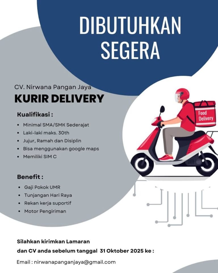 Lowongan Pekerjaan Kurir Delivery di CV. Nirwana Pangan Jaya Bali