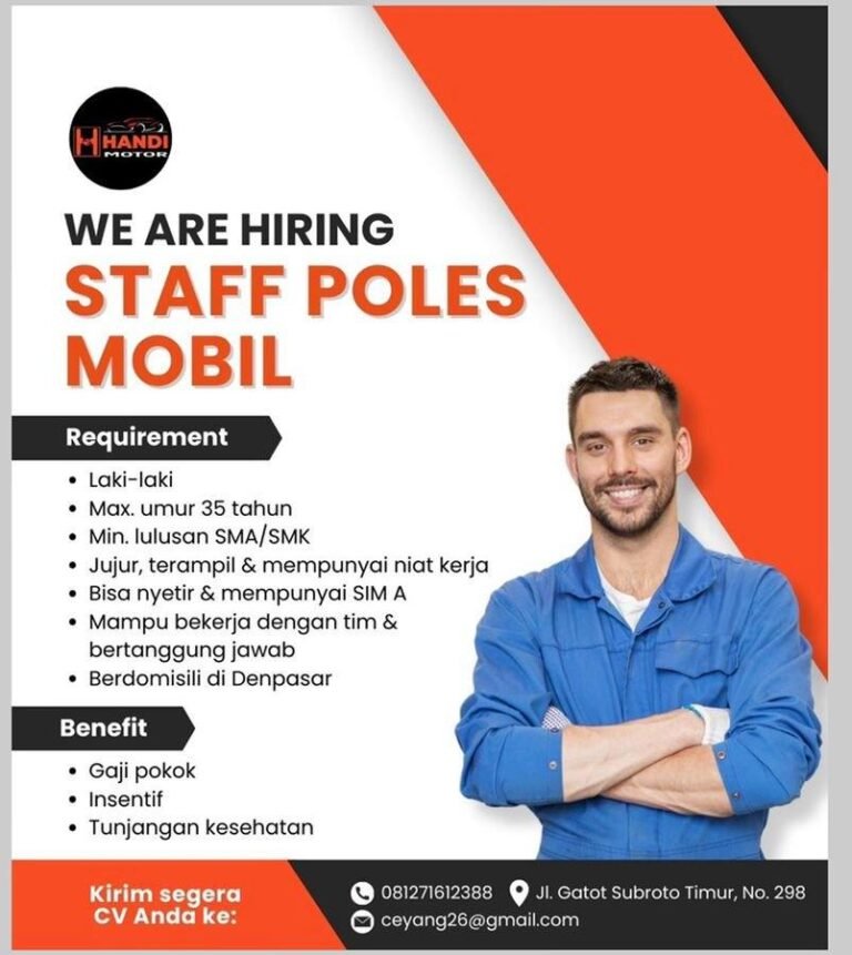Lowongan Pekerjaan Staff Poles Mobil di Handi Motor Denpasar