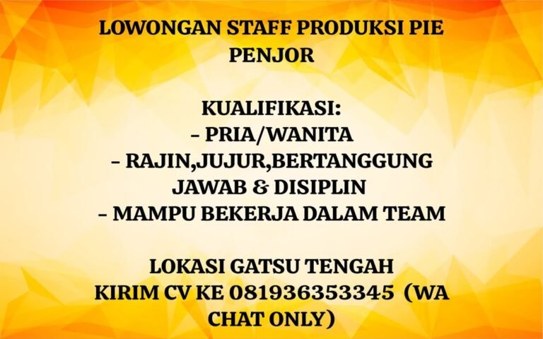 Lowongan Pekerjaan Staff Produksi di Pie Penjor Denpasar