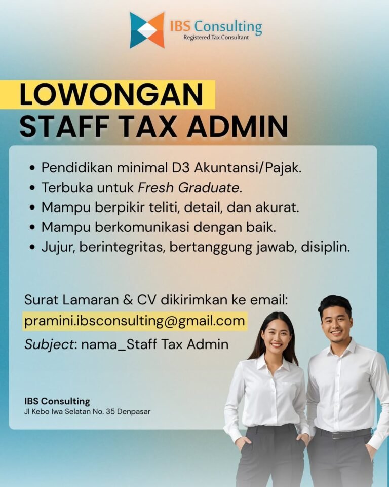 Lowongan Pekerjaan Staff Tax Admin di IBS Consulting Denpasar