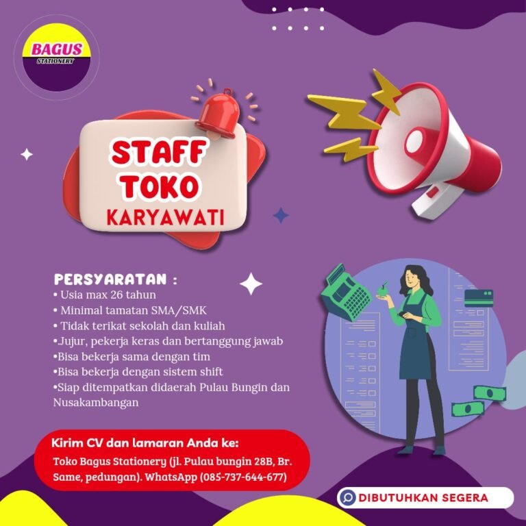 Lowongan Pekerjaan Staff Toko di Bagus Stationery Denpasar