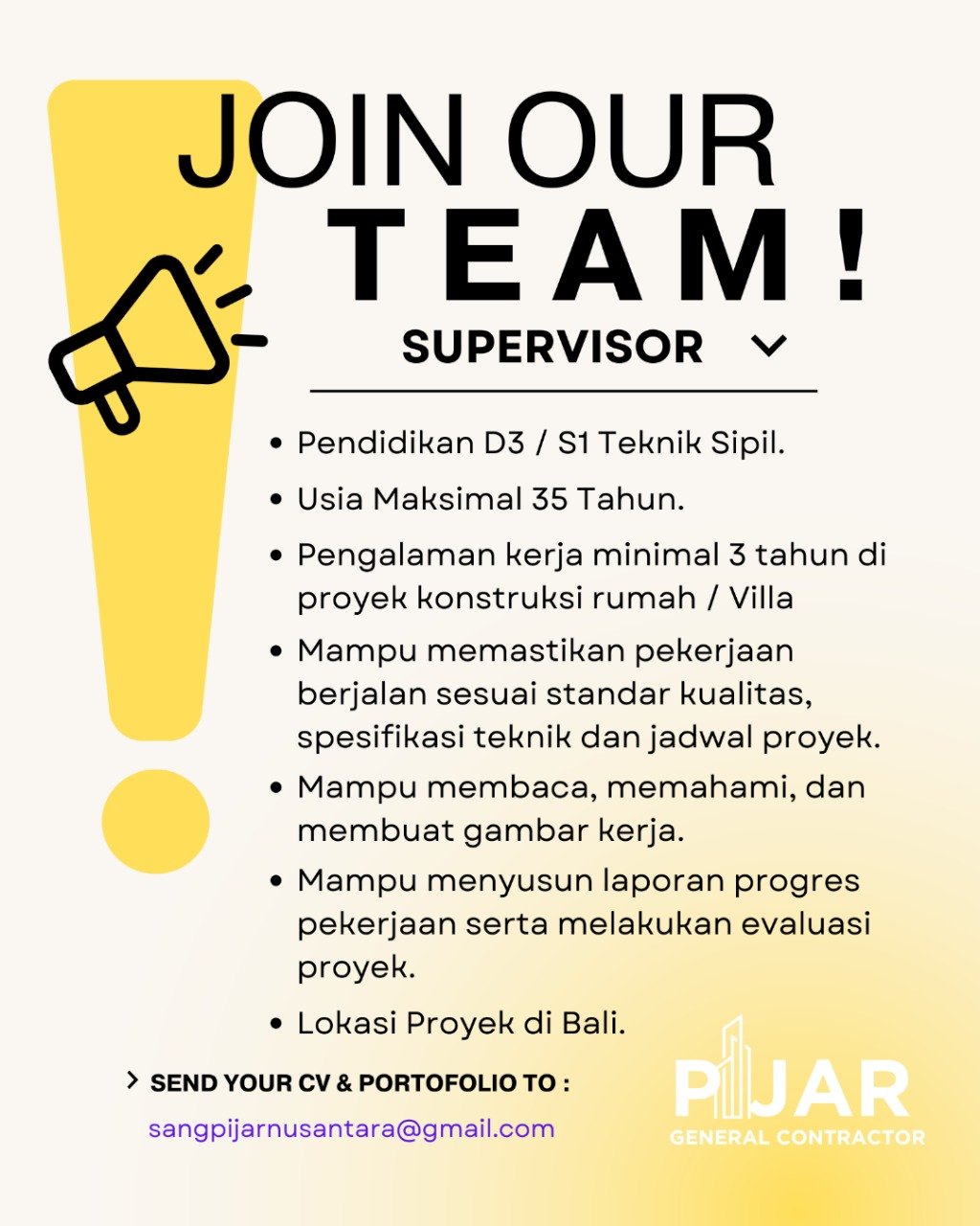 Lowongan Pekerjaan Supervisor di Pijar Bali
