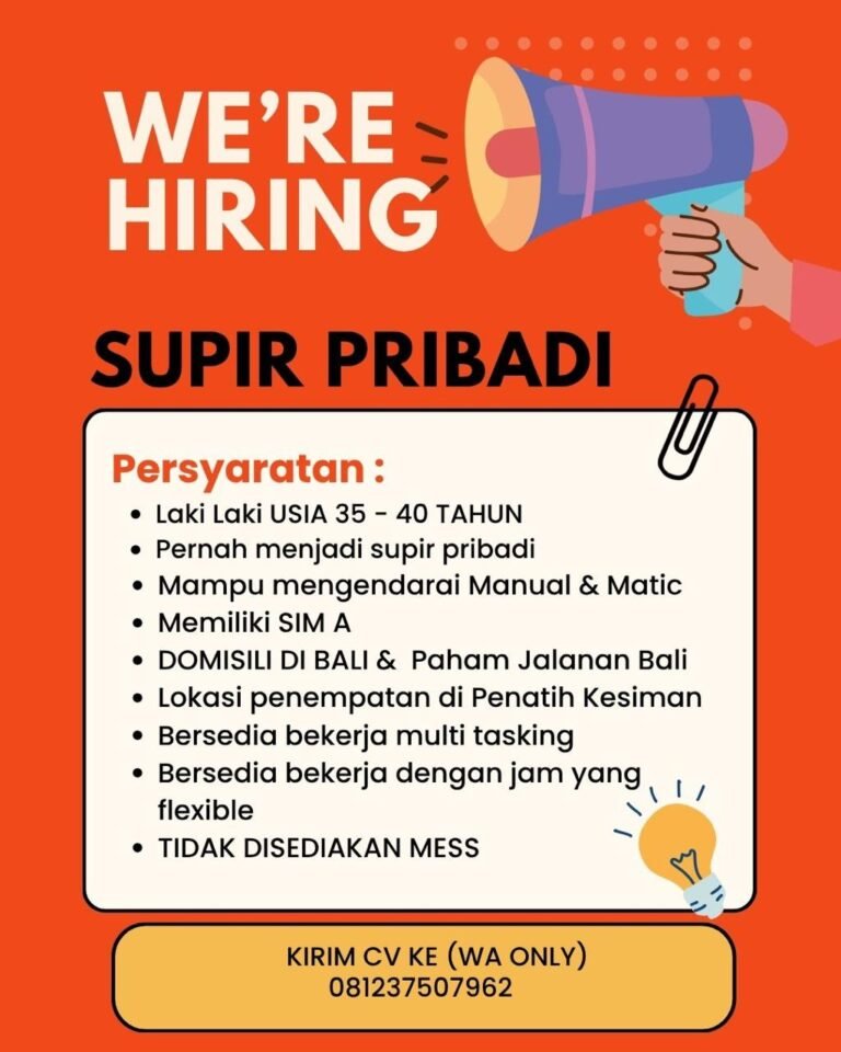 Lowongan Pekerjaan Supir Pribadi di Penatih Kesiman