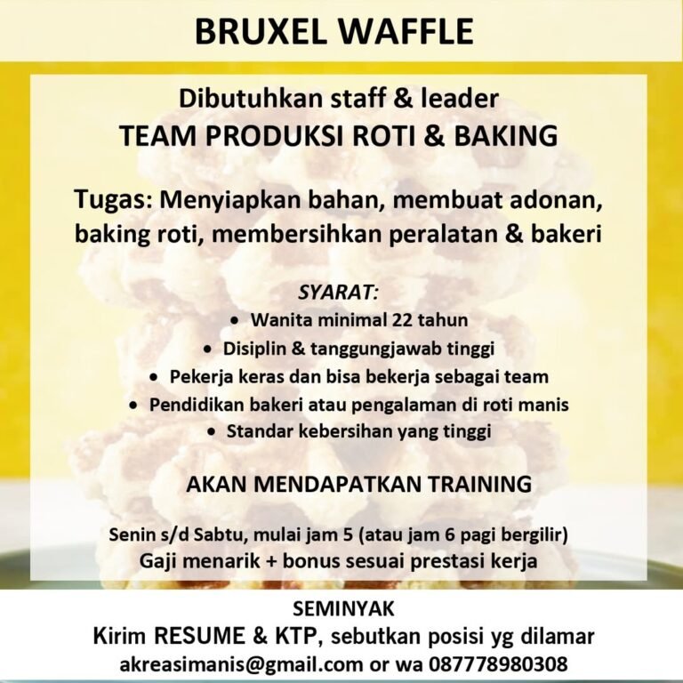 Lowongan Pekerjaan Team Produksi Roti & Baking di Bruxel Waffle Seminyak