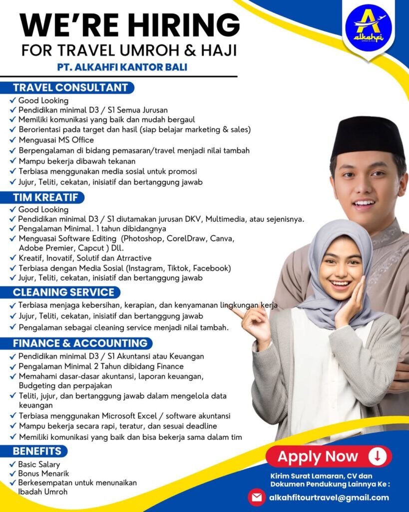 Lowongan Pekerjaan Alkahfi Tour & Travel Bali