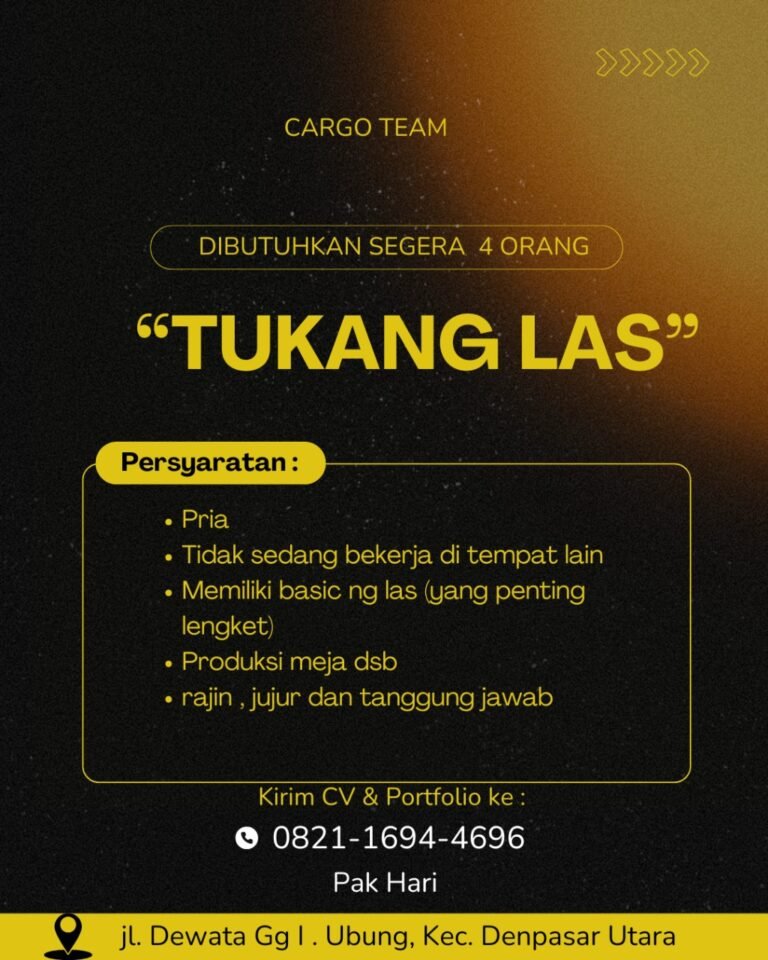 Lowongan Pekerjaan Tukang Las di Cargo Team Denpasar