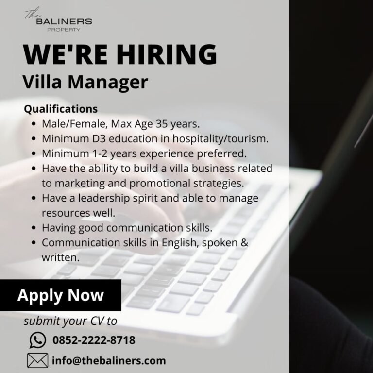 Lowongan Pekerjaan Villa Manager di The Baliners Bali