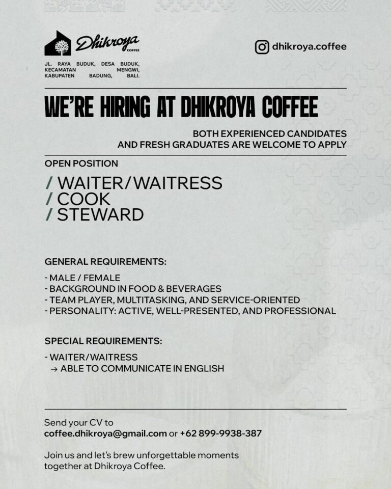 Lowongan Pekerjaan Dhikroya Coffee Badung