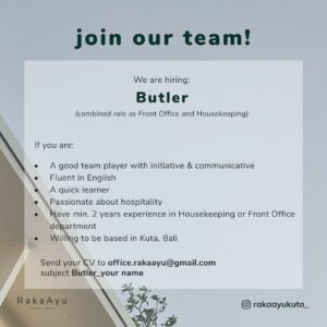 Lowongan Pekerjaan Butler & Housekeeping di Raka Ayu Kuta