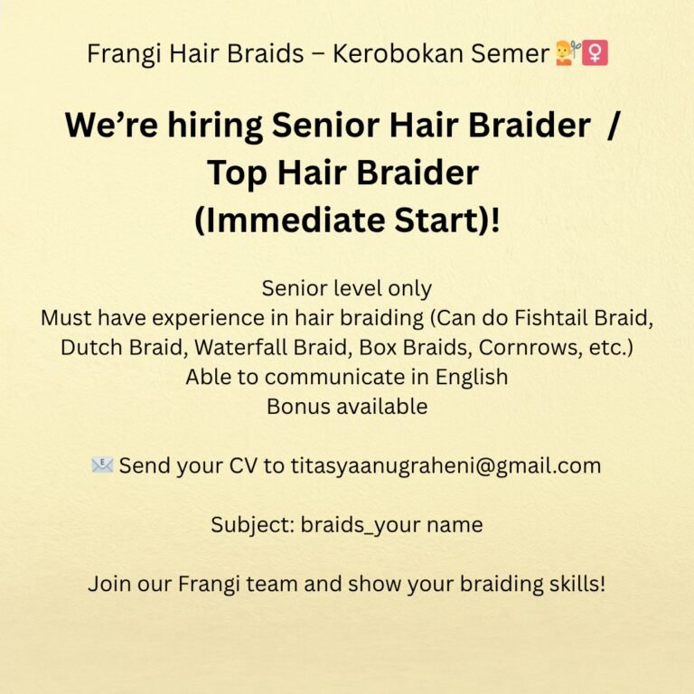 Lowongan Pekerjaan Senior Hair Braider di Frangi Hair Braids Kerobokan