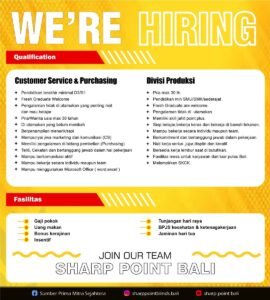Lowongan Pekerjaan di Sharp Point (PT. Sumber Prima Mitra Sejahtera) Abiansemal