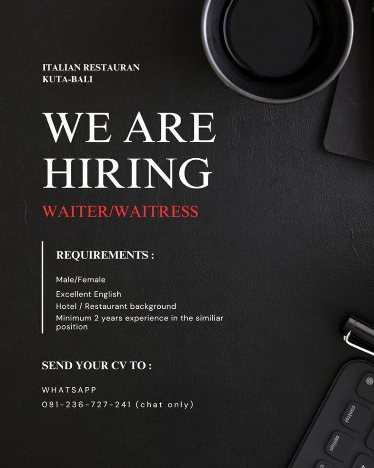 Lowongan Pekerjaan Waiter/Waitress di Restoran Italia Kuta