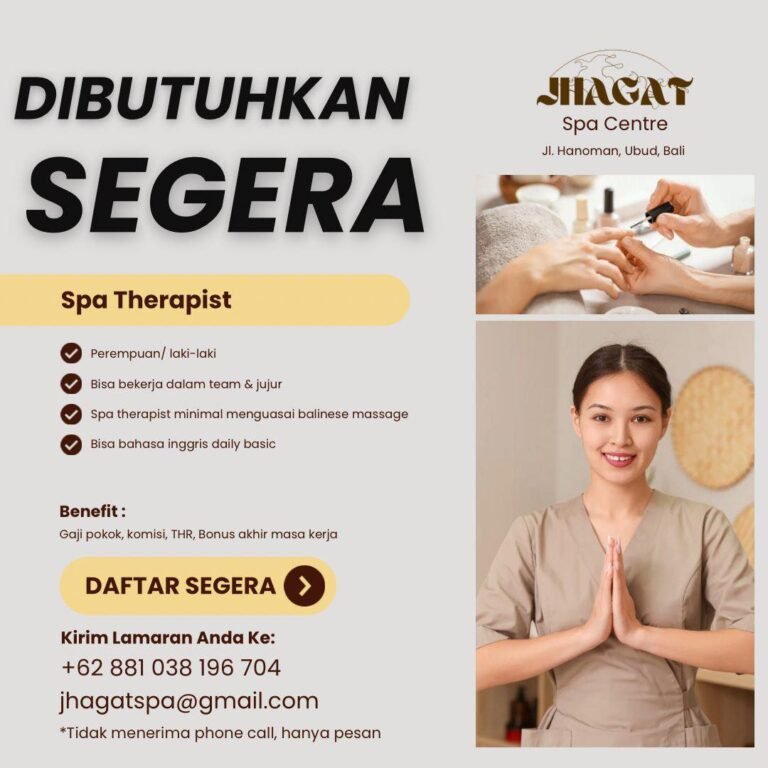 Lowongan Pekerjaan Spa Therapist di Jhagat Spa Ubud