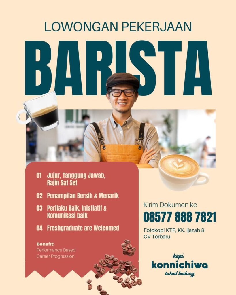 Lowongan Pekerjaan Barista di Kopi Konnichiwa Tukad Badung