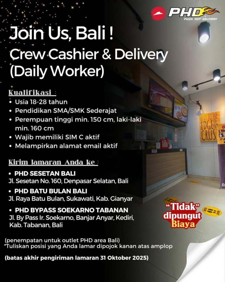 Lowongan Pekerjaan PHD (Pizza Hut Delivery) Bali