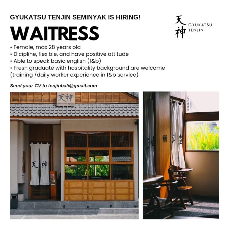 Lowongan Pekerjaan Waitress di Gyukatsu Tenjin Seminyak