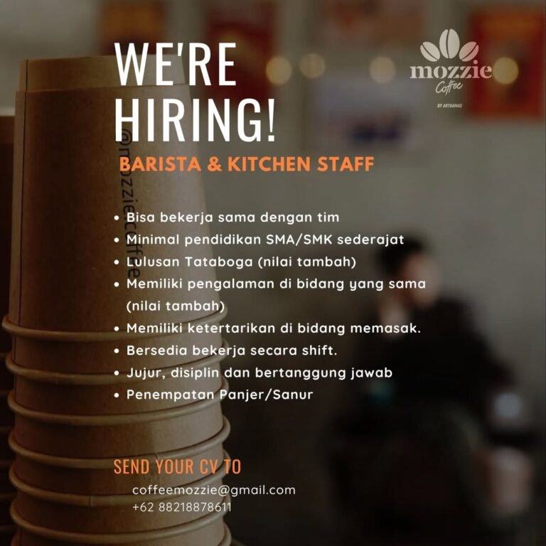 Lowongan Pekerjaan Barista & Kitchen Staff di Mozzie Coffee Denpasar