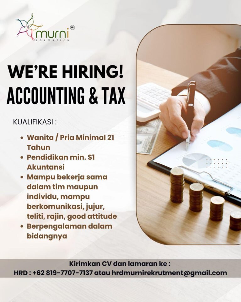 Lowongan Pekerjaan Accounting & Tax di Murni Semetics Bali