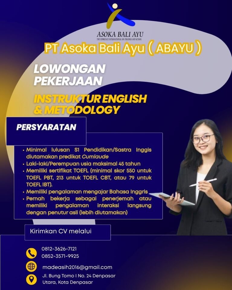 Lowongan Pekerjaan Instruktur English & Metodology Denpasar
