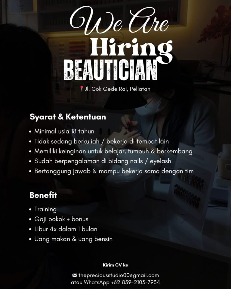 Lowongan Pekerjaan Beautician di The Precious Studio Peliatan
