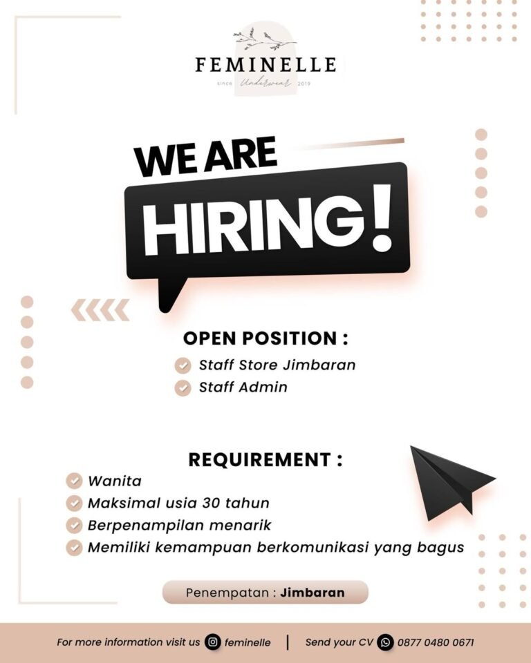 Lowongan Pekerjaan Staff Store & Admin di Feminelle Jimbaran