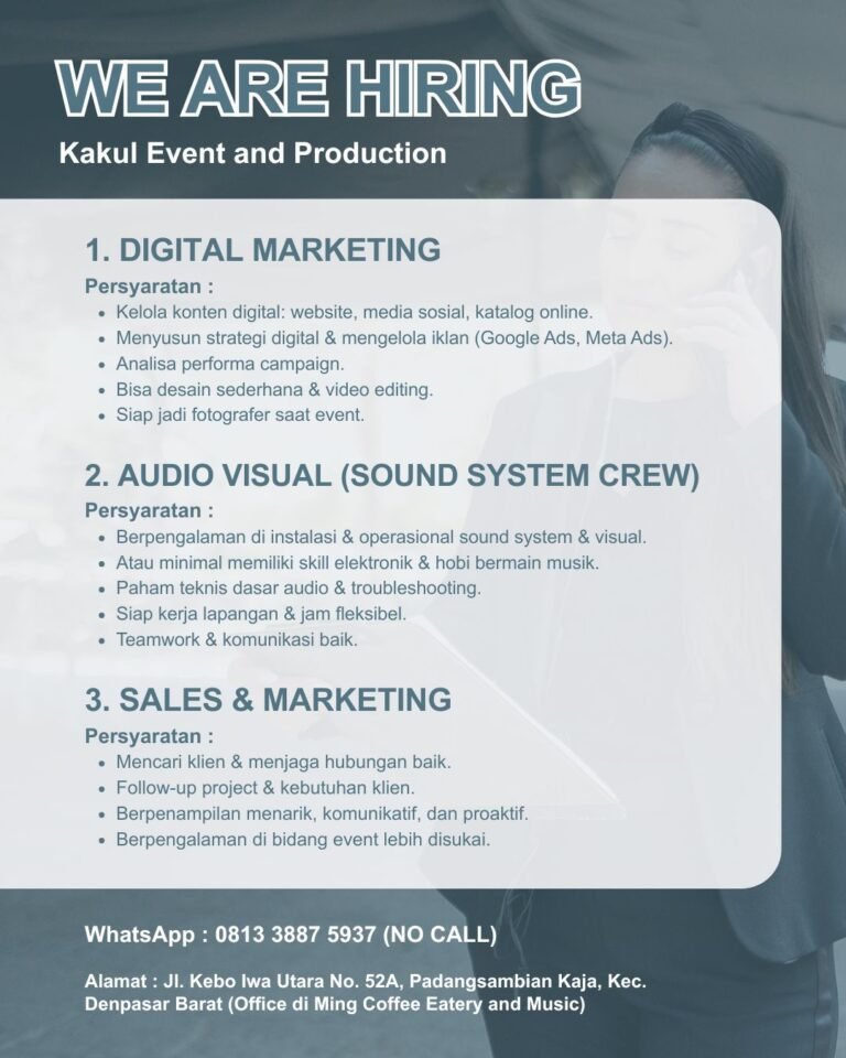 Lowongan Pekerjaan di Kakul Event and Production Denpasar
