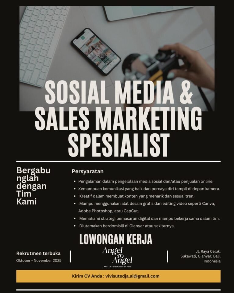 owongan Pekerjaan Sosial Media & Sales Marketing Spesialist Gianyar