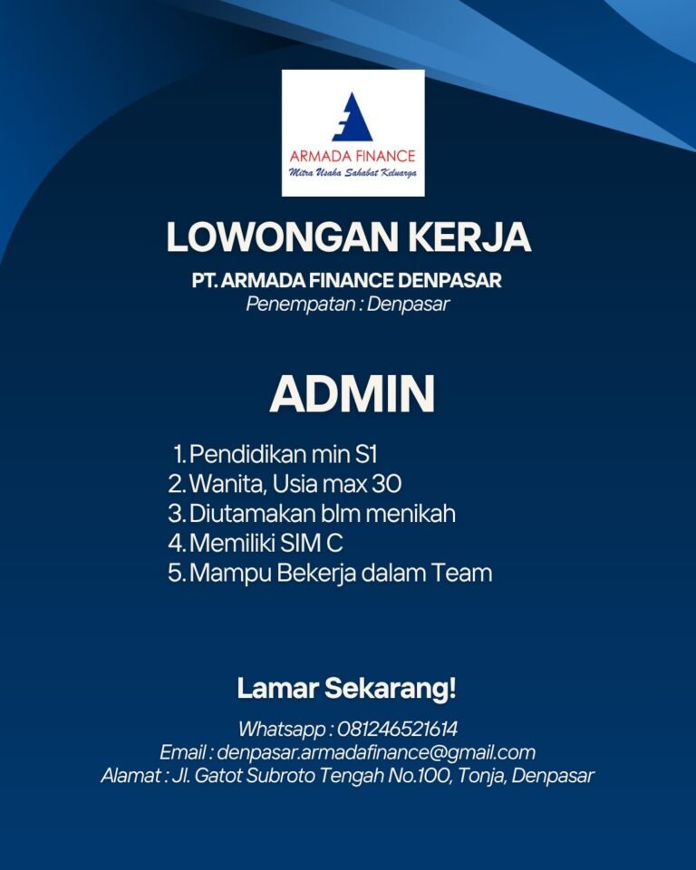 Lowongan Pekerjaan Admin di Armada Finance Denpasar