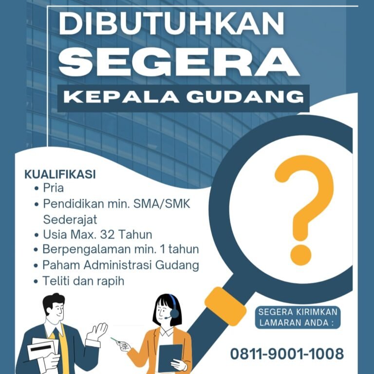 Lowongan Pekerjaan Kepala Gudang, Sales, & Helper Bali