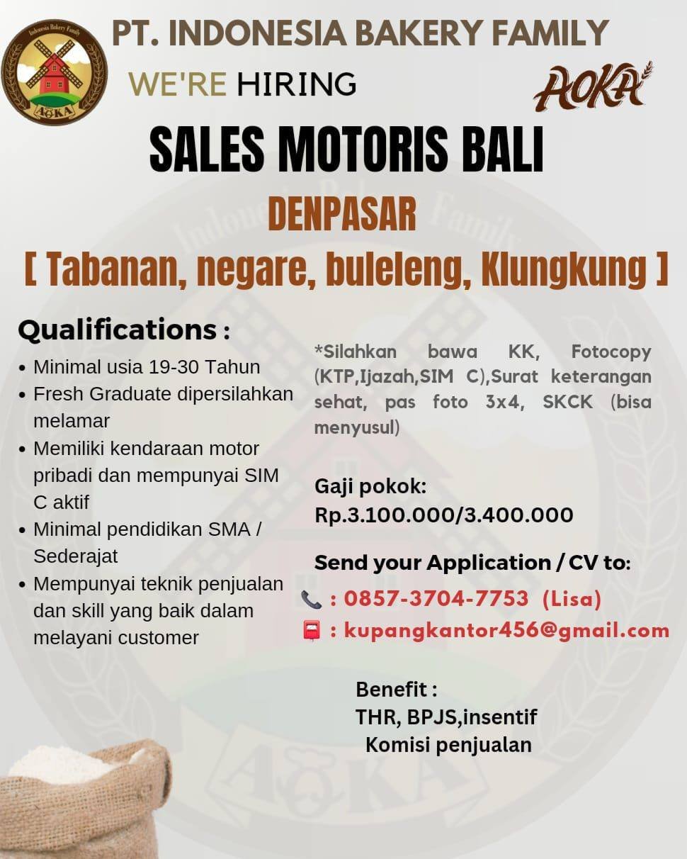 Lowongan Pekerjaan Sales Motoris di AOKA Bali