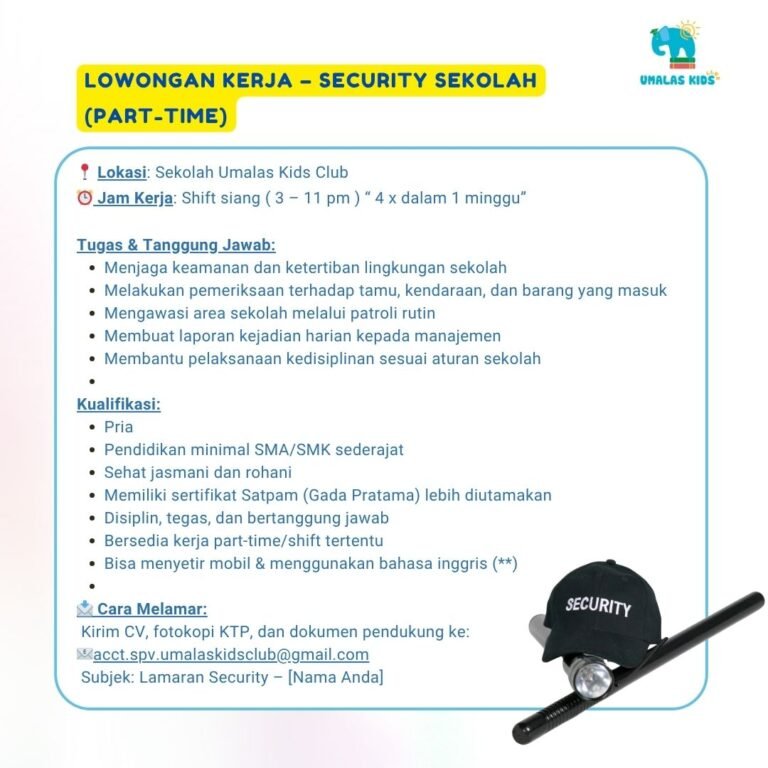 owongan Pekerjaan Security di Umalas Kids Club Bali