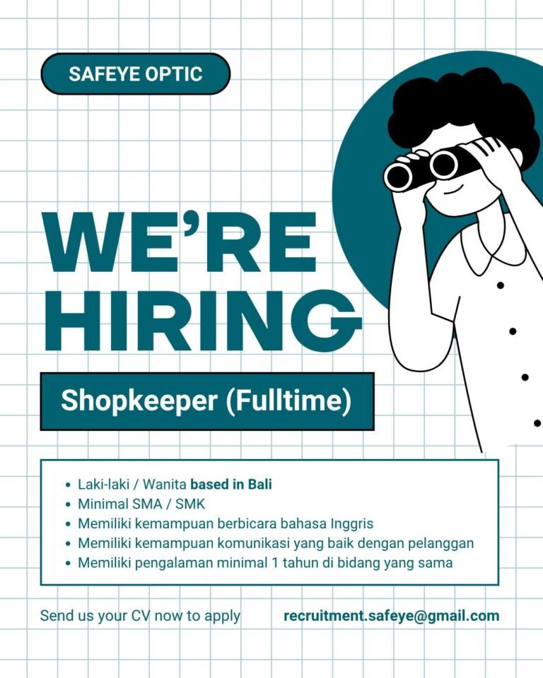 Lowongan Pekerjaan Shopkeeper di Safeye Optic Bali