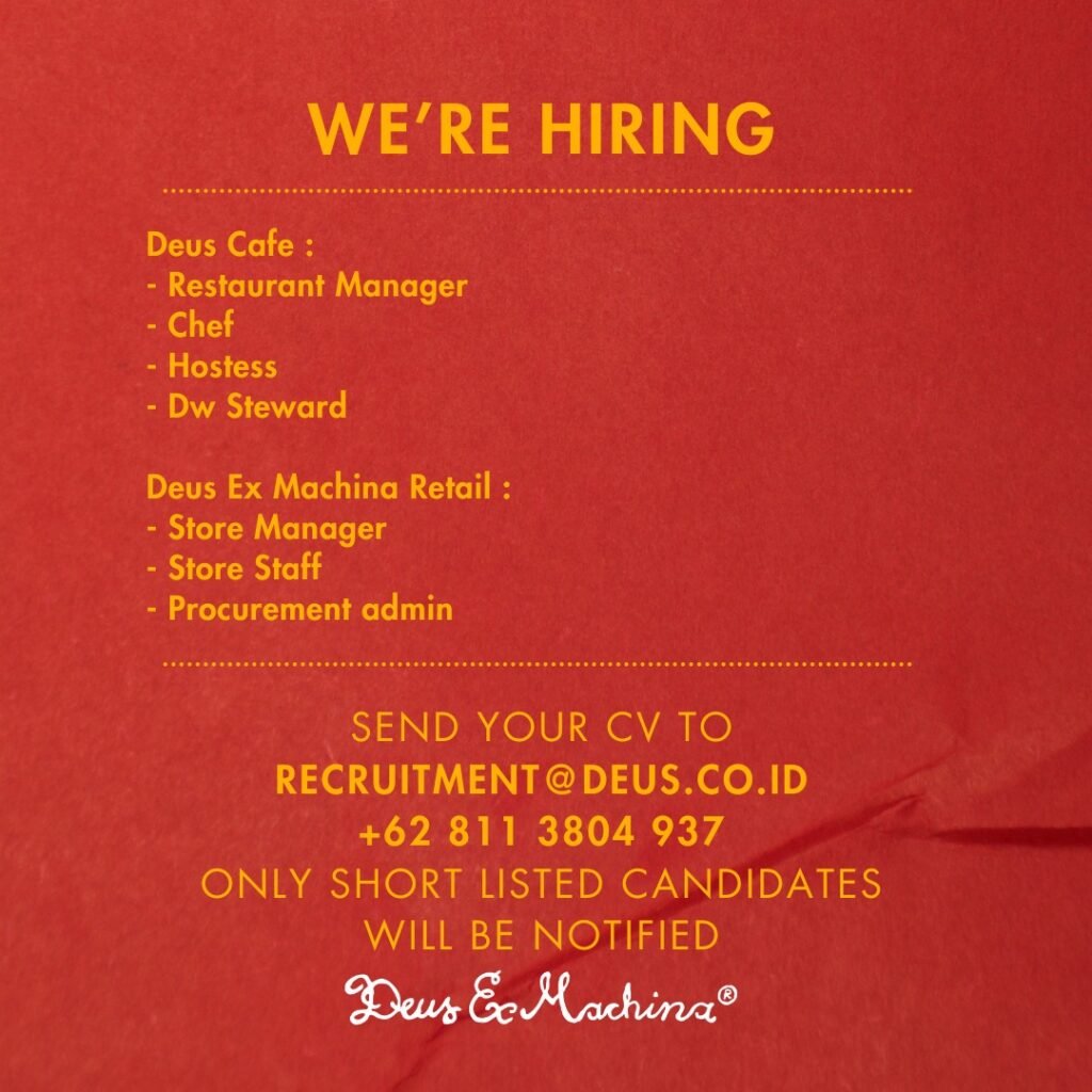 Lowongan Pekerjaan di Deus Ex Machina® Bali