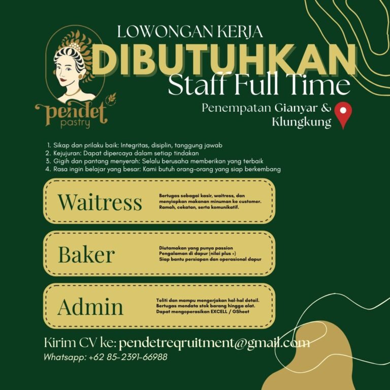 Lowongan Pekerjaan Pendet Pastry Gianyar & Klungkung