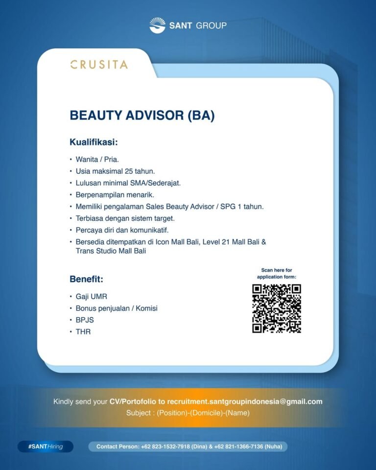 Lowongan Pekerjaan Beauty Advisor di SANT GROUP Bali