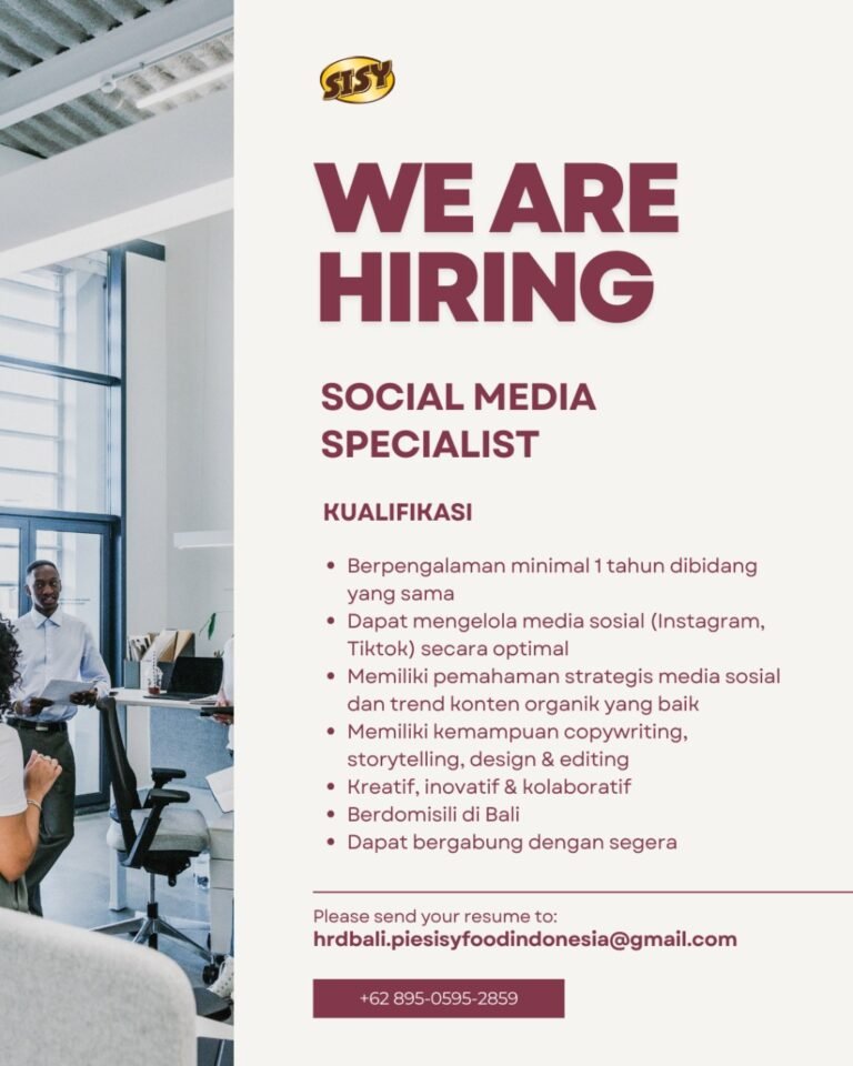 Lowongan Pekerjaan Social Media Specialist di Pie Sisy Bali