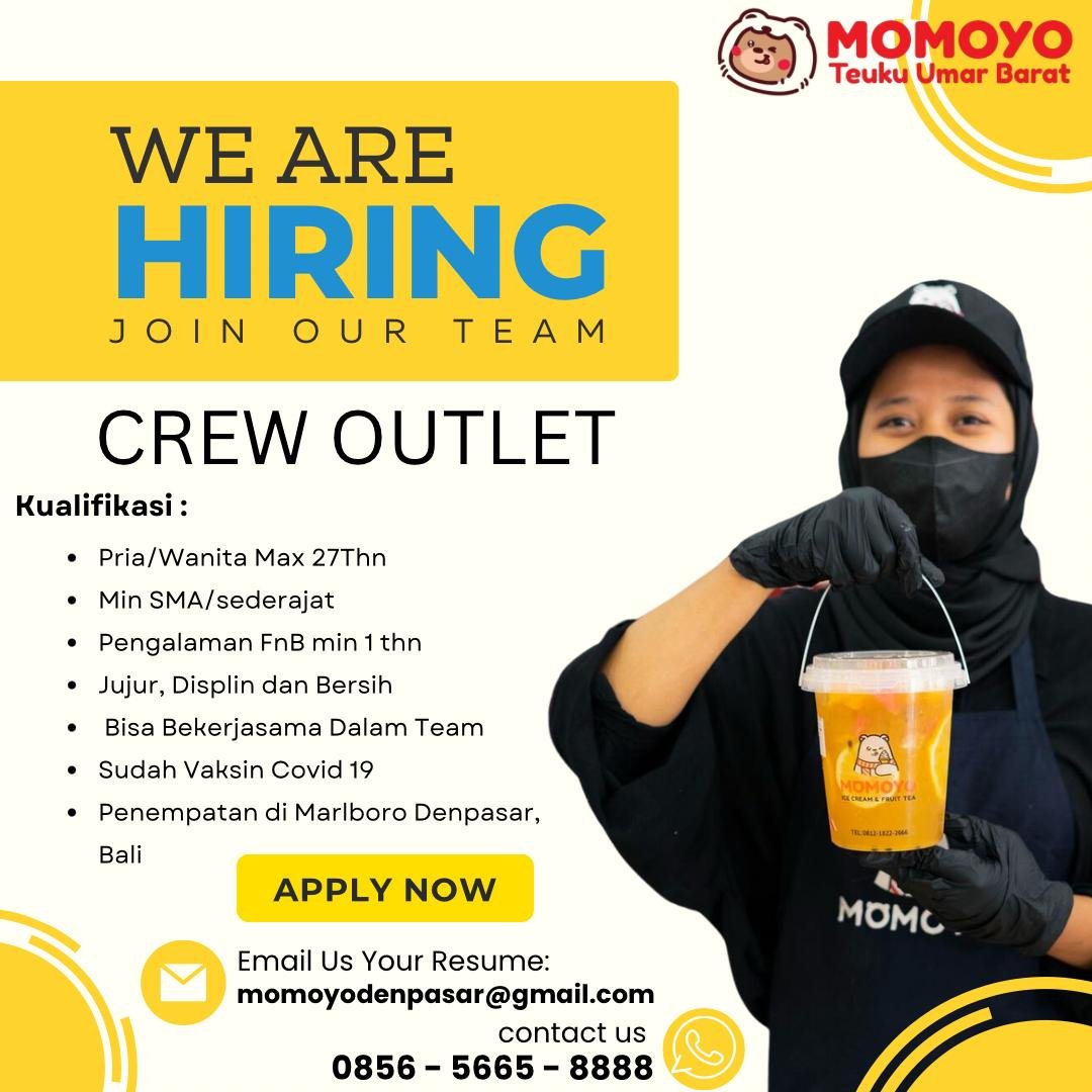 Lowongan Crew Outlet MOMOYO Denpasar