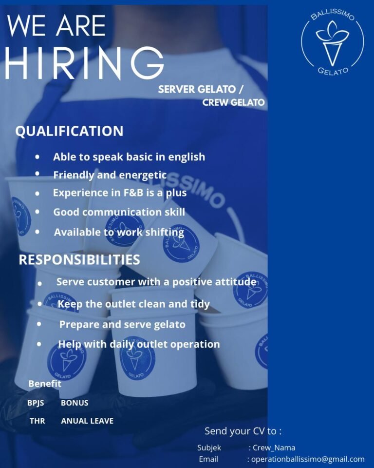 Lowongan Crew Gelato Ballissimo Bali