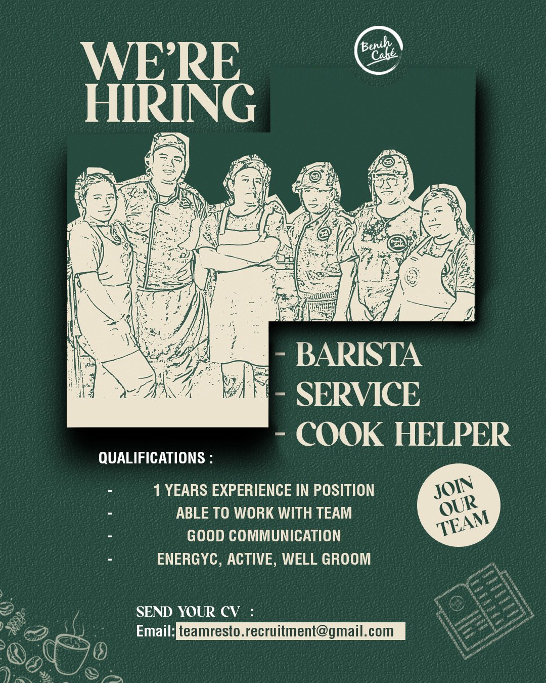 Lowongan Barista, Service, & Cook Helper Benih Cafe