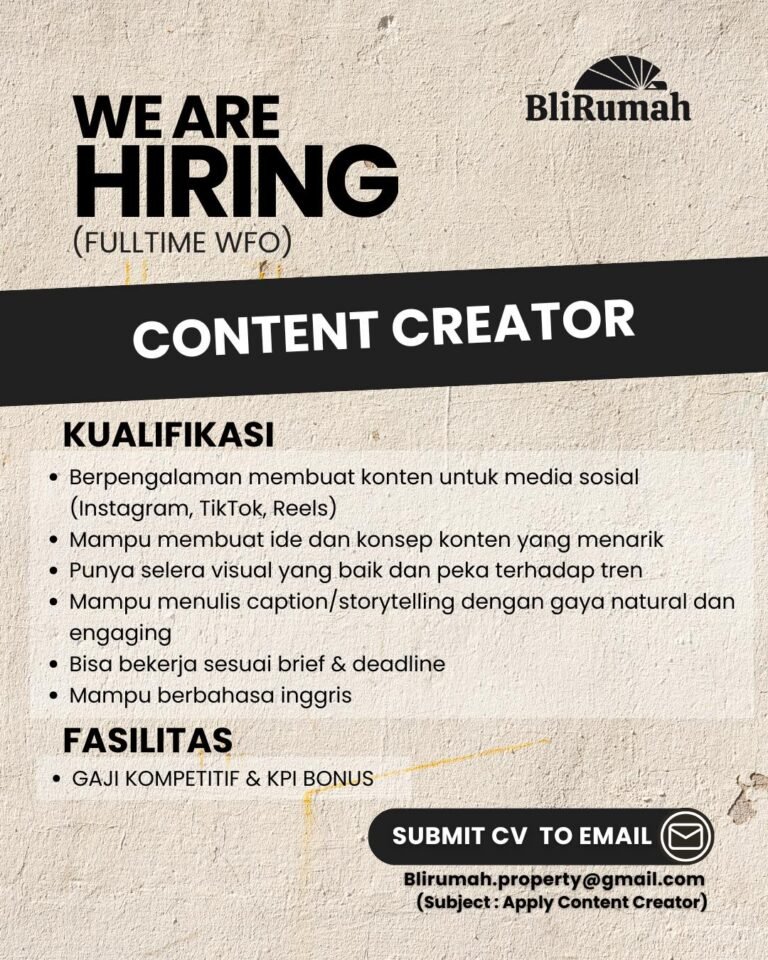 Lowongan Content Creator BliRumah Bali