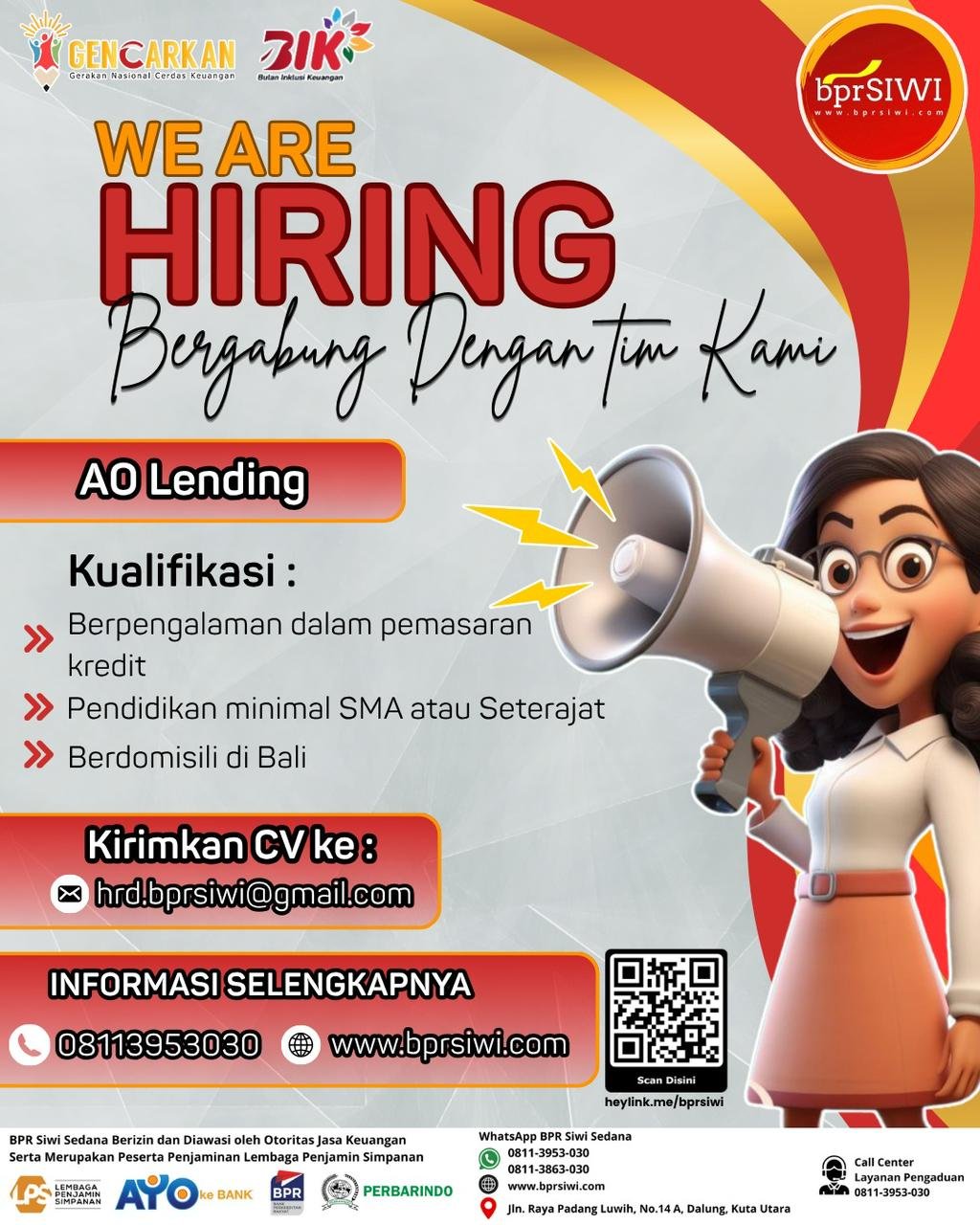 Lowongan AO Lending BPR Siwi Sedana Dalung