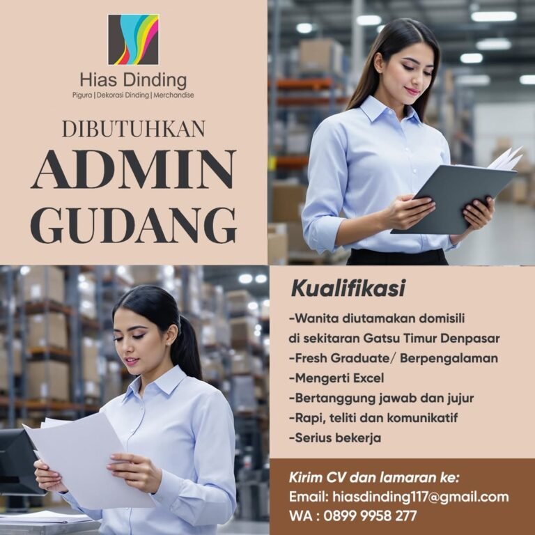 Lowongan Admin Gudang Hias Dinding Denpasar