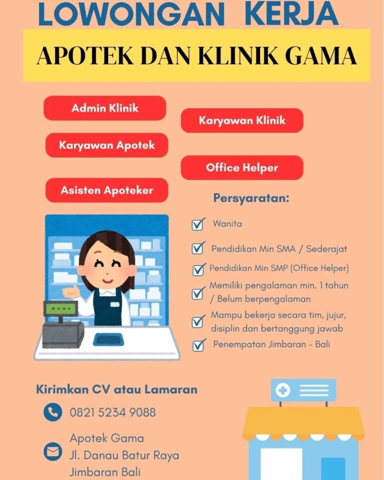 Lowongan Kerja Apotek & Klinik Gama Jimbaran