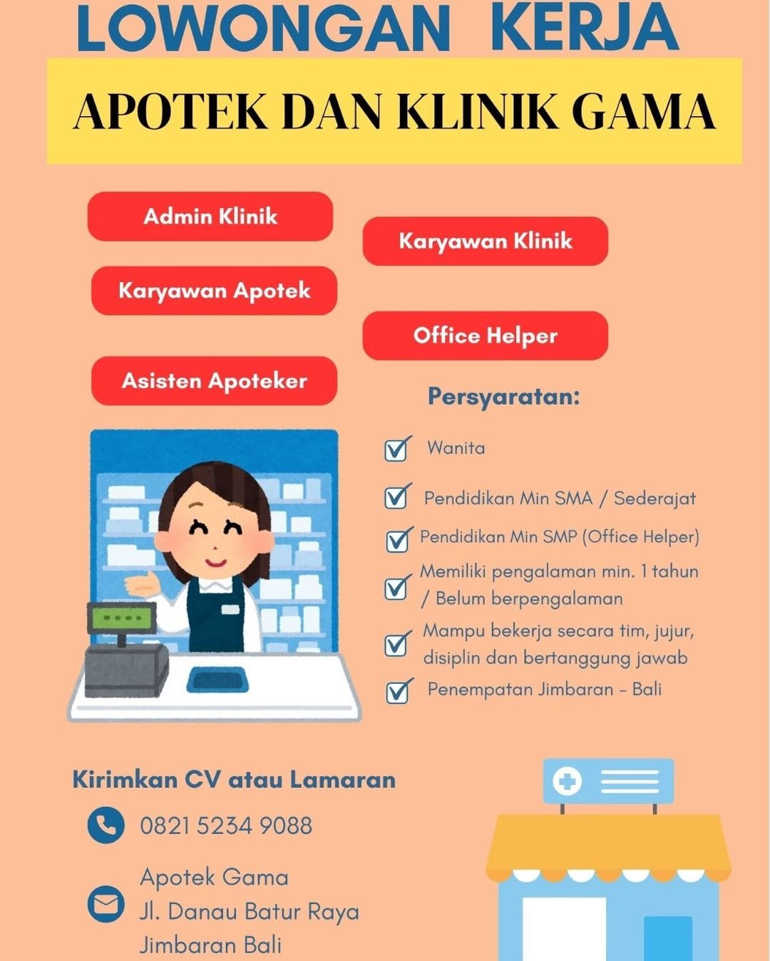 Lowongan Kerja Apotek & Klinik Gama Jimbaran