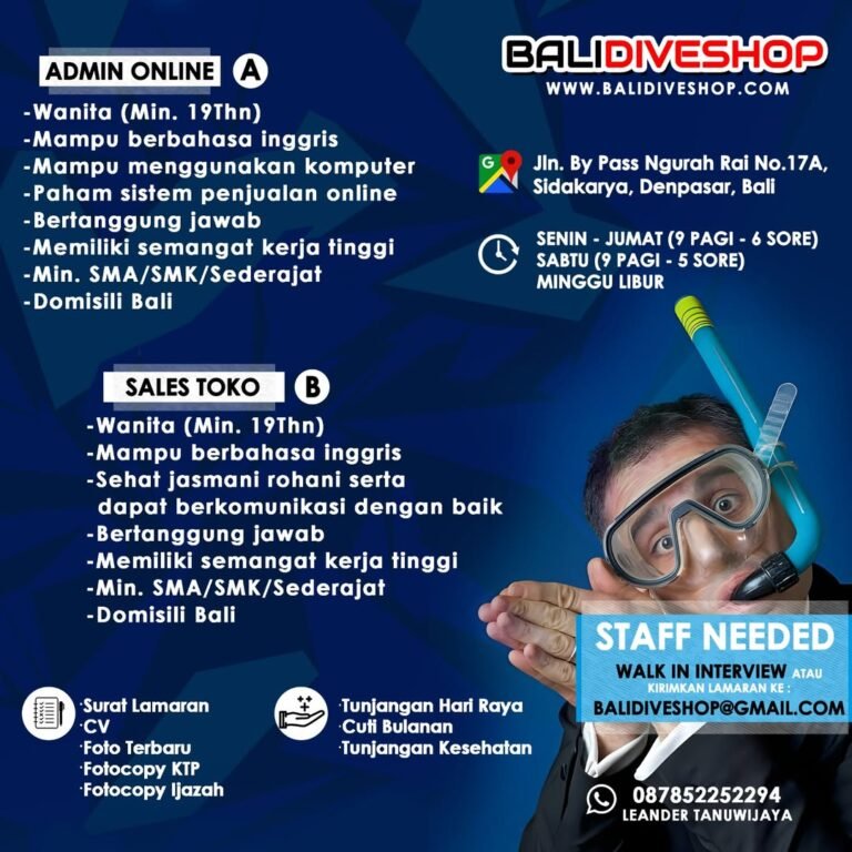 Lowongan Pekerjaan Bali Dive Shop Denpasar