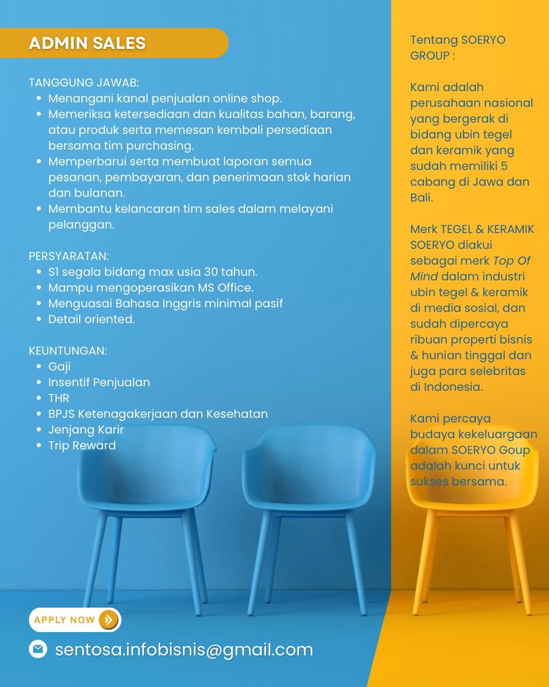 Lowongan Pekerjaan Admin Sales di Soeryo Group Bali