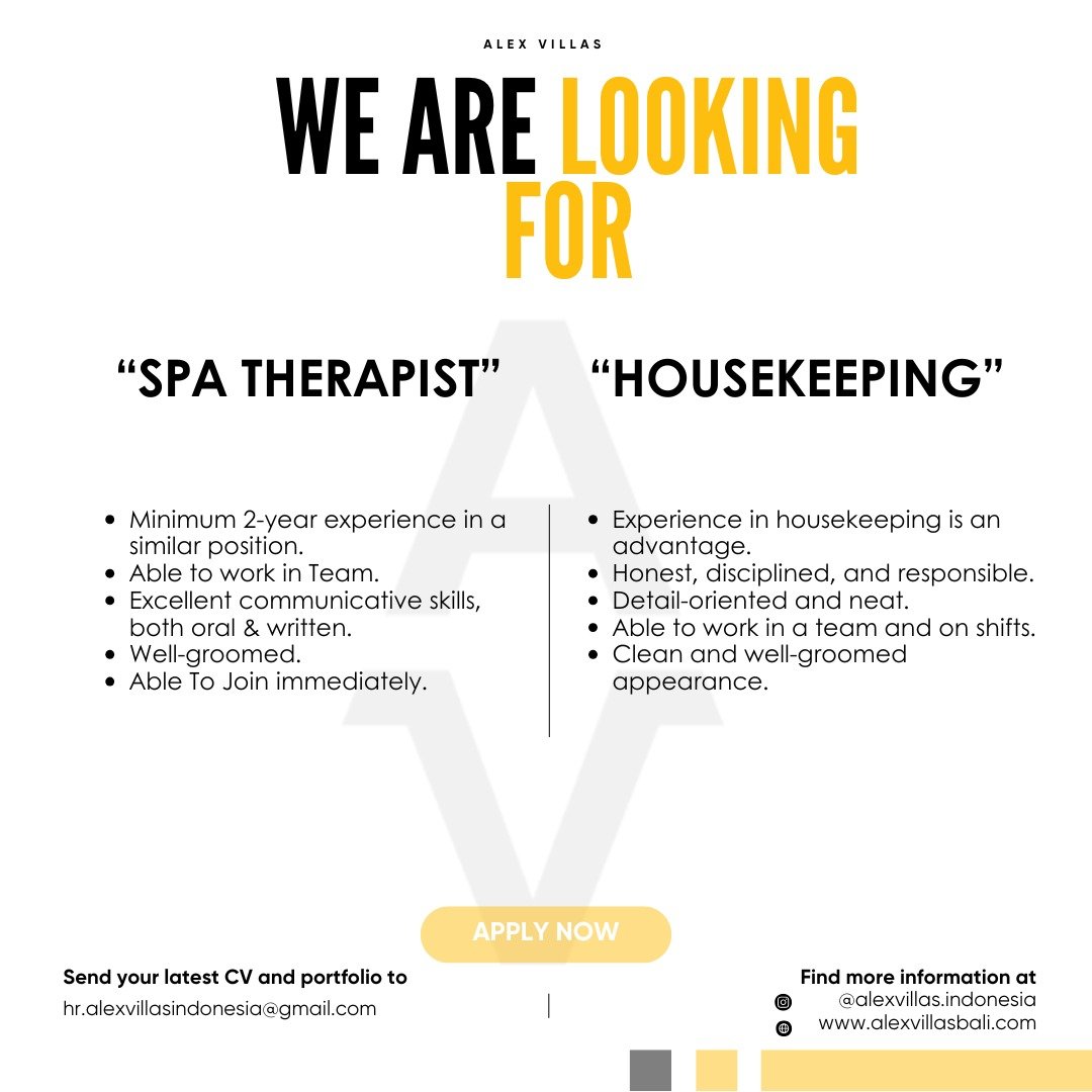 Lowongan Pekerjaan Alex Villas Bali