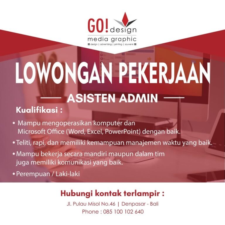 Lowongan Asisten Admin & Produksi GO!design Denpasar