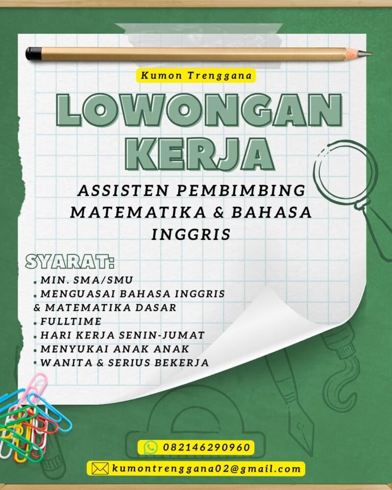 Lowongan Assisten Pembimbing Kumon Trenggana