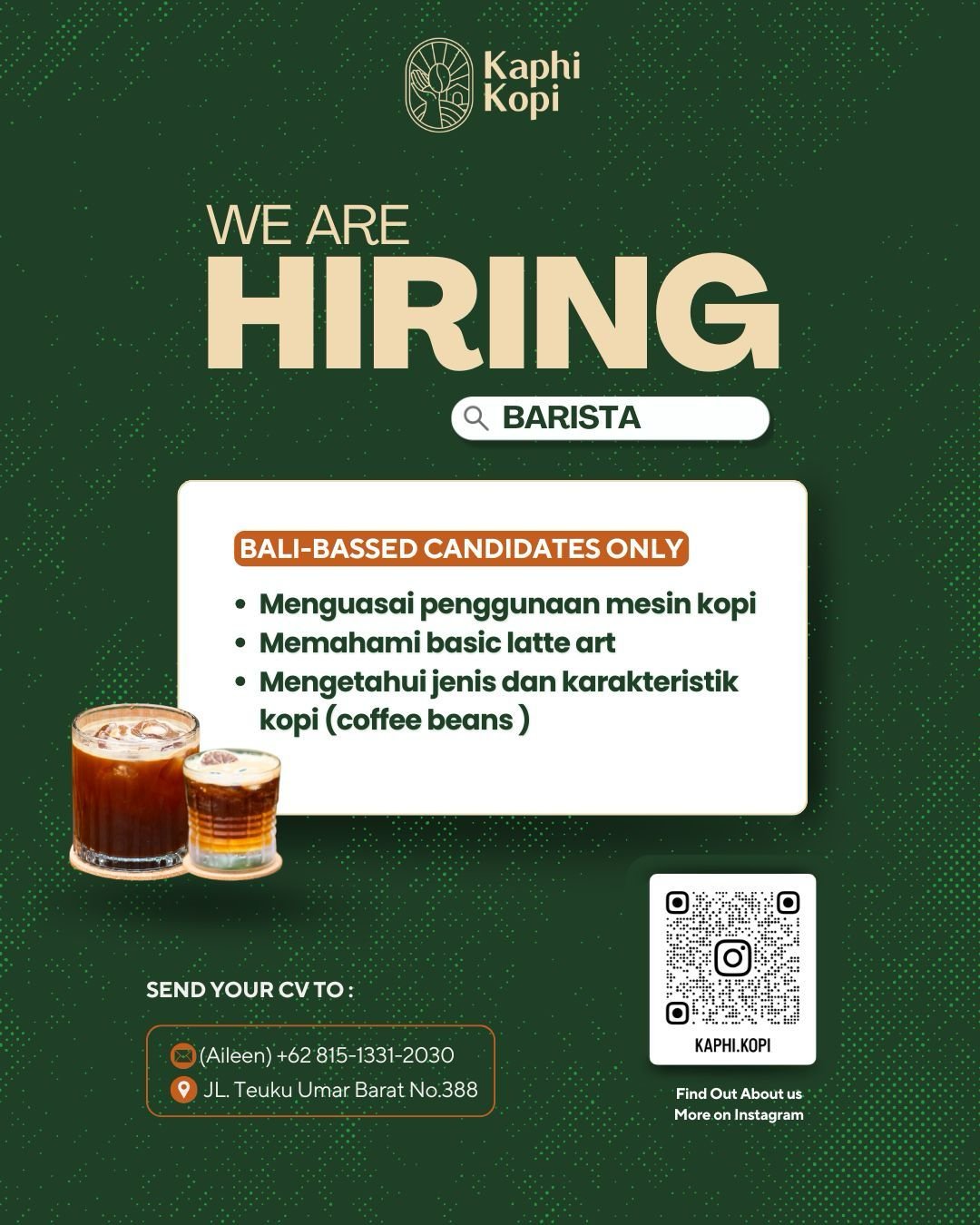 Lowongan Kaphi Kopi Teuku Umar Barat